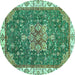 Round Abstract Turquoise Modern Rug, abs378turq