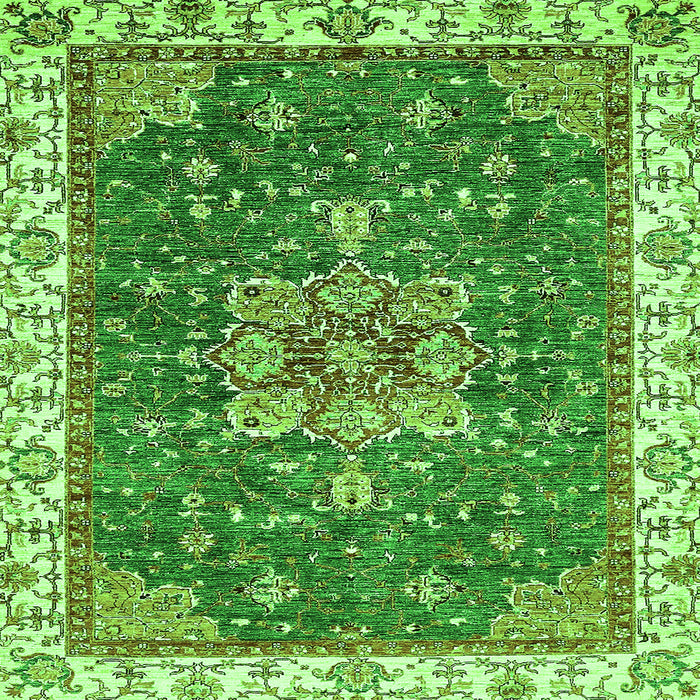 Square Machine Washable Abstract Green Modern Area Rugs, wshabs378grn