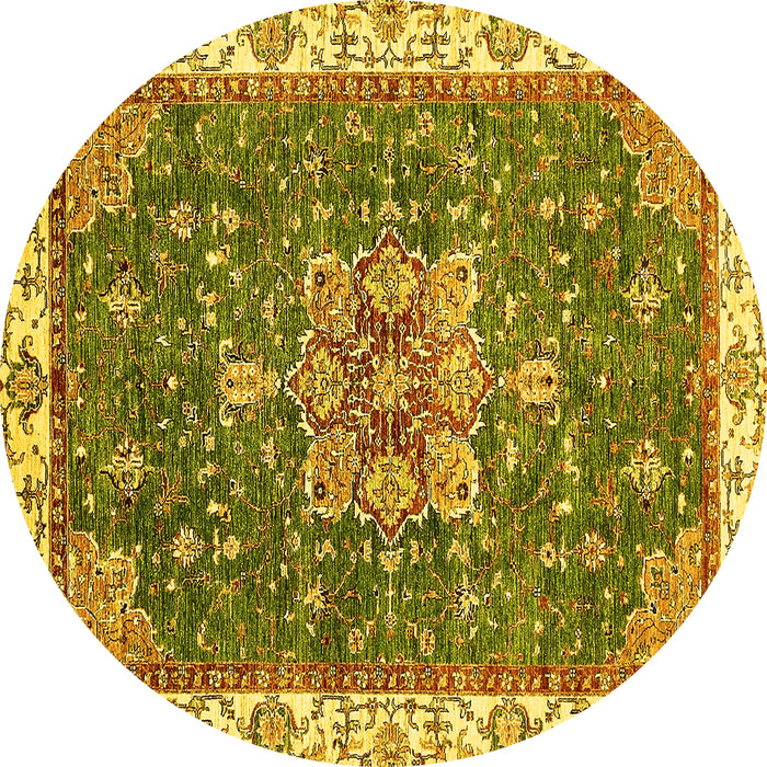 Round Abstract Yellow Modern Rug, abs378yw