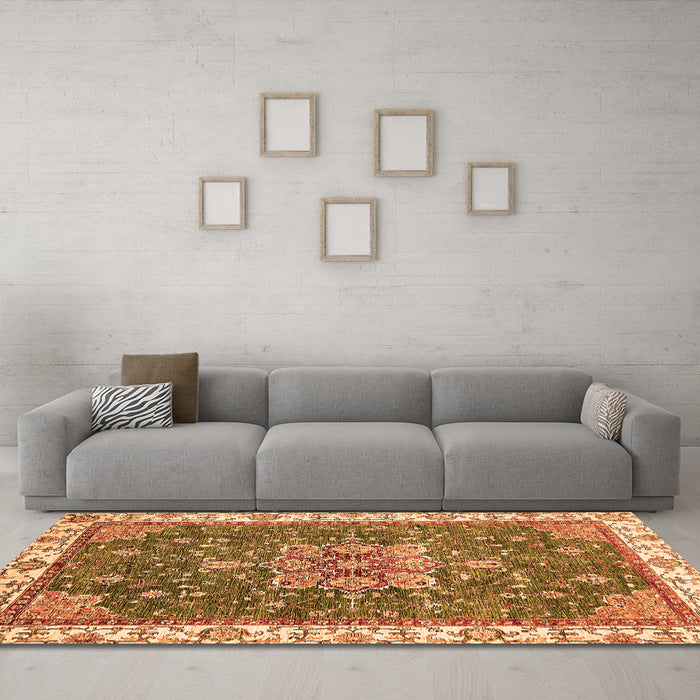 Machine Washable Abstract Orange Modern Area Rugs in a Living Room, wshabs378org
