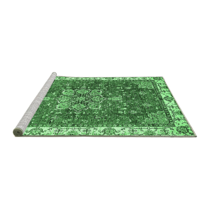 Sideview of Machine Washable Abstract Emerald Green Modern Area Rugs, wshabs378emgrn
