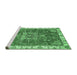 Sideview of Machine Washable Abstract Emerald Green Modern Area Rugs, wshabs378emgrn