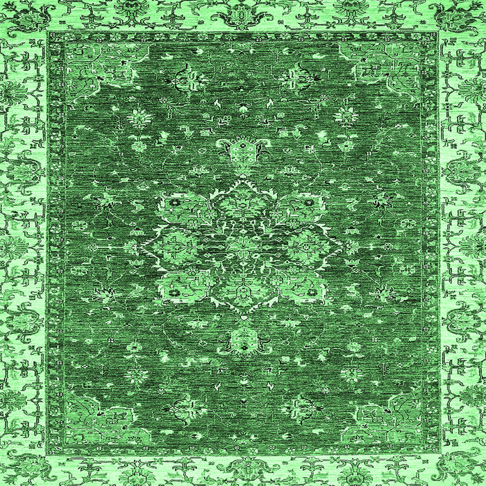 Square Abstract Emerald Green Modern Rug, abs378emgrn