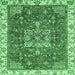 Square Abstract Emerald Green Modern Rug, abs378emgrn