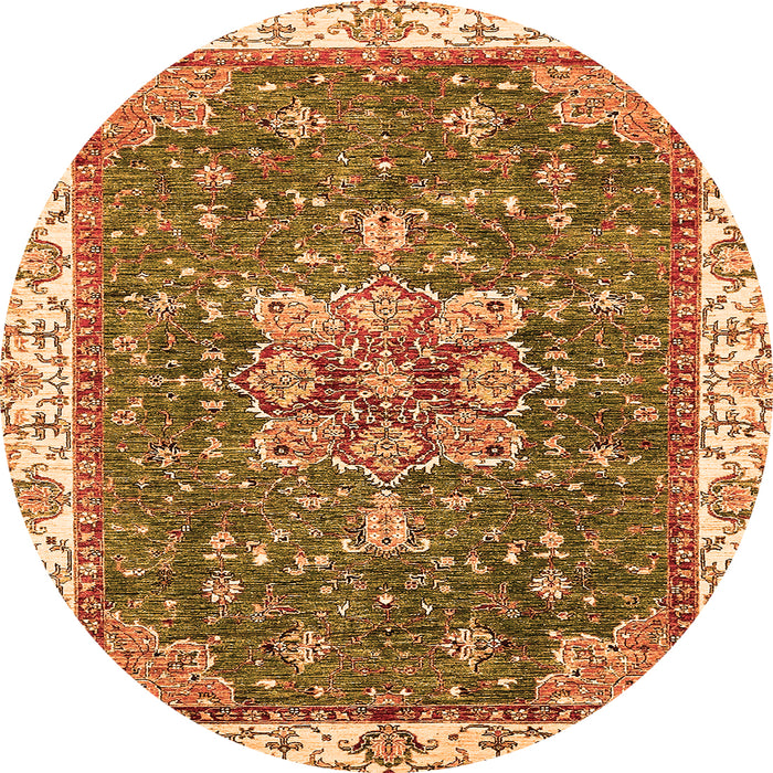 Round Abstract Orange Modern Rug, abs378org