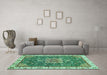 Machine Washable Abstract Turquoise Modern Area Rugs in a Living Room,, wshabs378turq