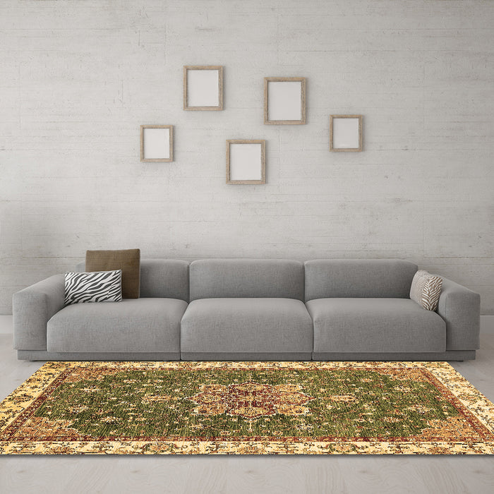 Machine Washable Abstract Brown Modern Rug in a Living Room,, wshabs378brn