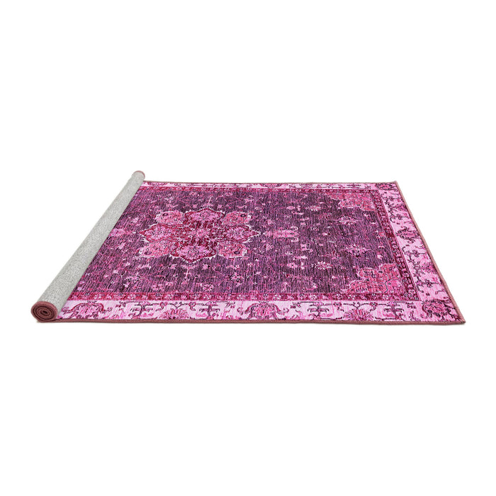 Sideview of Machine Washable Abstract Pink Modern Rug, wshabs378pnk