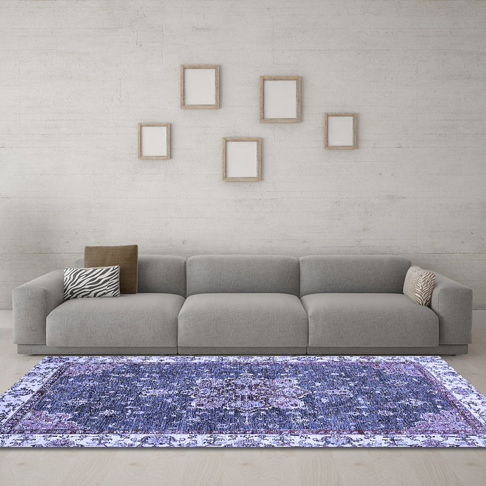 Machine Washable Abstract Blue Modern Rug in a Living Room, wshabs378blu