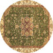 Round Machine Washable Abstract Brown Modern Rug, wshabs378brn