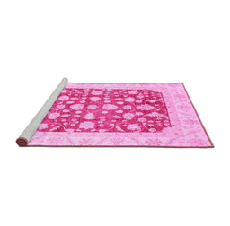 Sideview of Machine Washable Abstract Pink Modern Rug, wshabs3790pnk