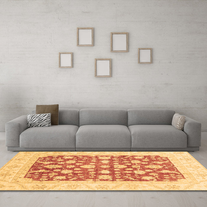 Machine Washable Abstract Brown Modern Rug in a Living Room,, wshabs3790brn