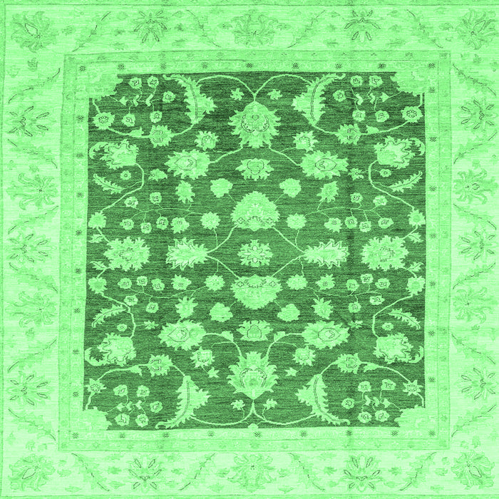 Square Machine Washable Abstract Emerald Green Modern Area Rugs, wshabs3790emgrn