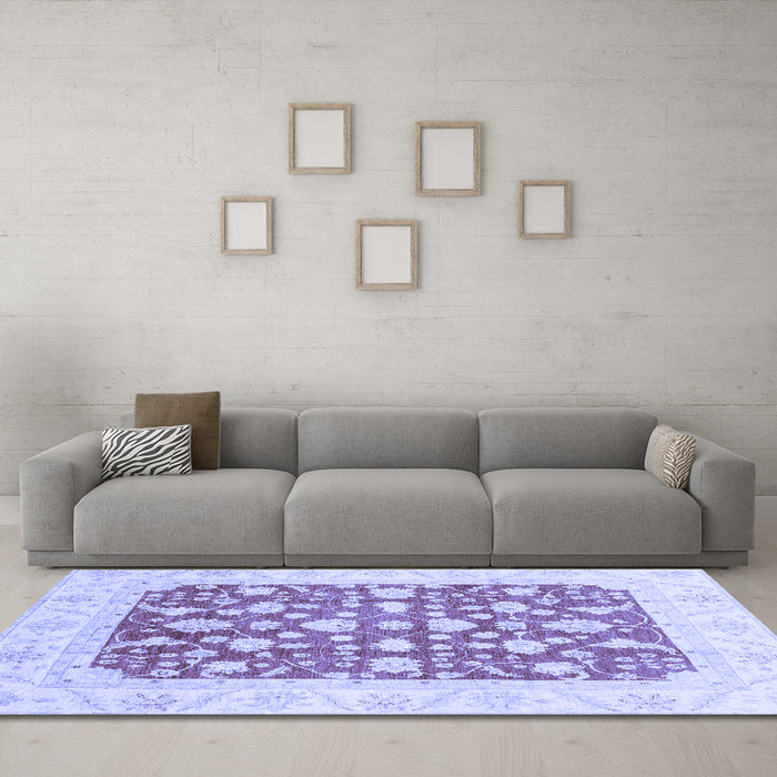 Machine Washable Abstract Blue Modern Rug in a Living Room, wshabs3790blu