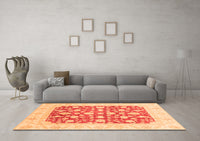 Machine Washable Abstract Orange Modern Rug, wshabs3790org