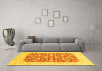 Machine Washable Abstract Yellow Modern Rug, wshabs3790yw