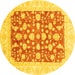 Round Abstract Yellow Modern Rug, abs3790yw