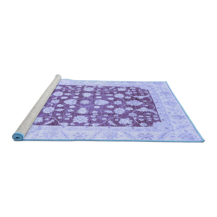 Sideview of Machine Washable Abstract Blue Modern Rug, wshabs3790blu
