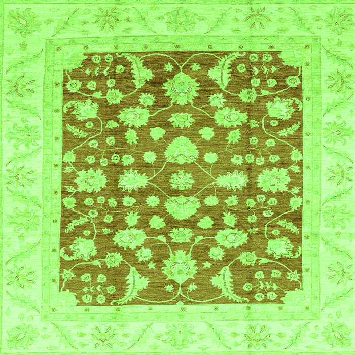 Square Machine Washable Abstract Green Modern Area Rugs, wshabs3790grn