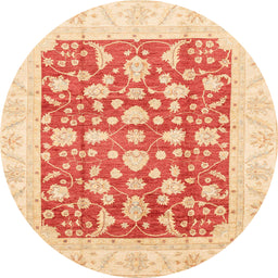 Round Abstract Bright Orange Modern Rug, abs3790