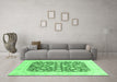 Machine Washable Abstract Emerald Green Modern Area Rugs in a Living Room,, wshabs3790emgrn