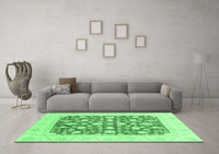 Machine Washable Abstract Emerald Green Modern Rug, wshabs3790emgrn