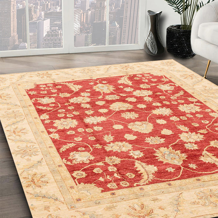 Machine Washable Abstract Bright Orange Rug in a Family Room, wshabs3790