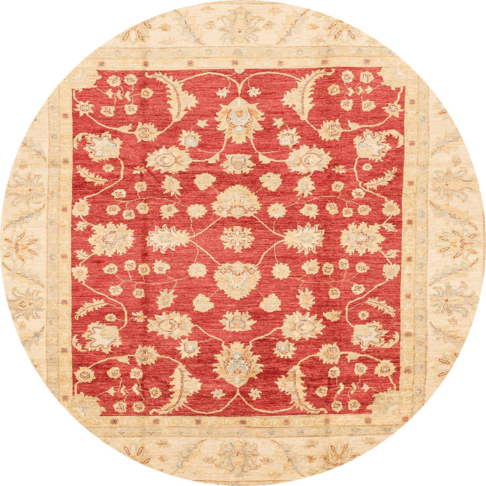 Round Machine Washable Abstract Bright Orange Rug, wshabs3790