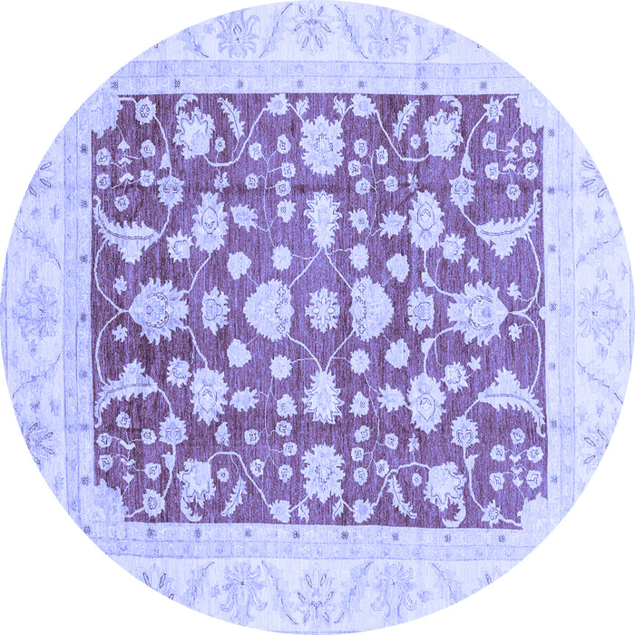 Round Abstract Blue Modern Rug, abs3790blu
