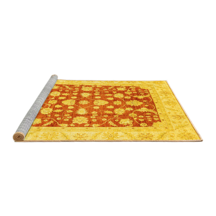Sideview of Machine Washable Abstract Yellow Modern Rug, wshabs3790yw