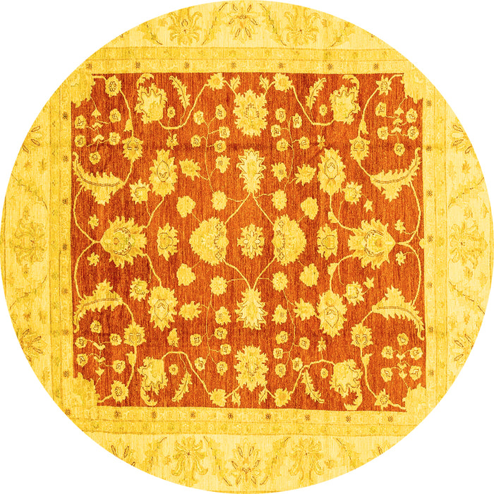 Round Machine Washable Abstract Yellow Modern Rug, wshabs3790yw