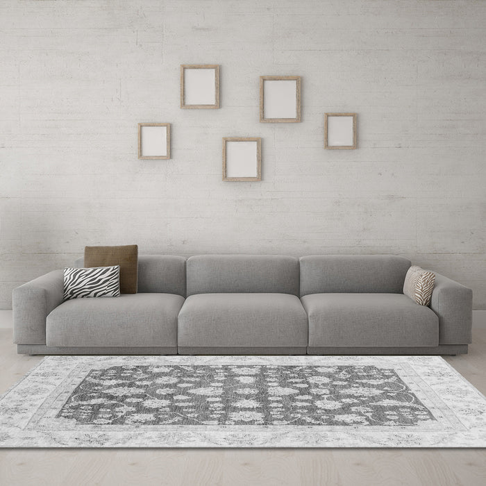 Machine Washable Abstract Gray Modern Rug in a Living Room,, wshabs3790gry