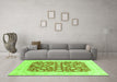 Machine Washable Abstract Green Modern Area Rugs in a Living Room,, wshabs3790grn