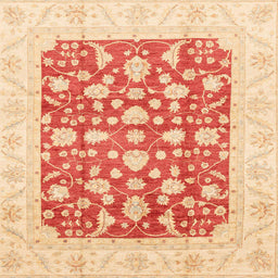 Square Machine Washable Abstract Bright Orange Rug, wshabs3790