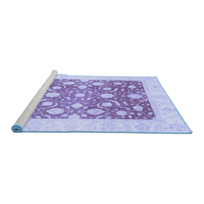 Sideview of Machine Washable Abstract Blue Modern Rug, wshabs3791blu