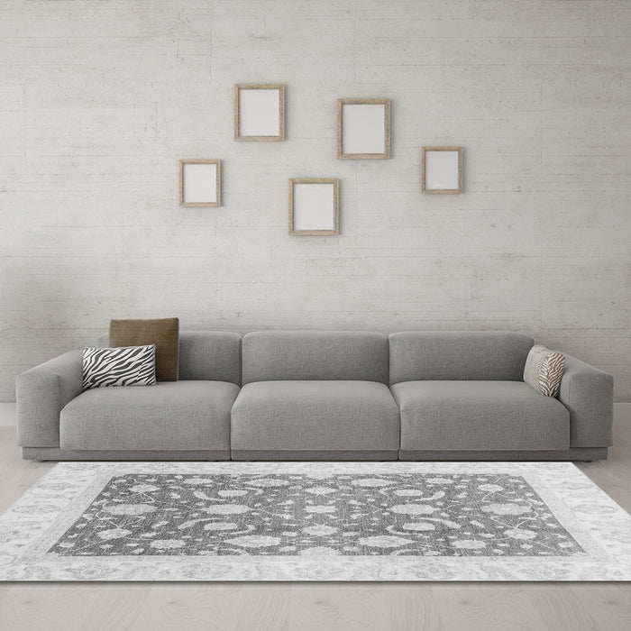 Machine Washable Abstract Gray Modern Rug in a Living Room,, wshabs3791gry