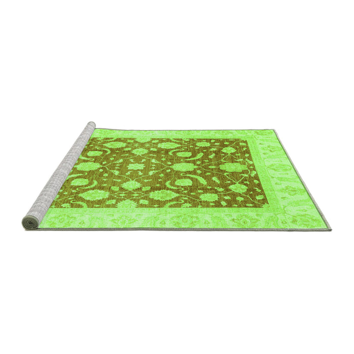 Sideview of Machine Washable Abstract Green Modern Area Rugs, wshabs3791grn