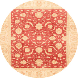 Round Machine Washable Abstract Bright Orange Rug, wshabs3791
