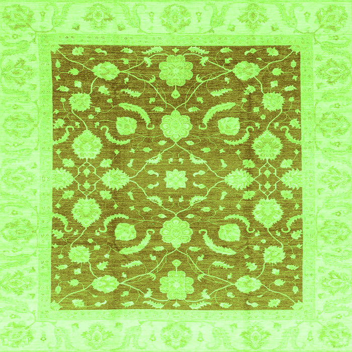 Square Machine Washable Abstract Green Modern Area Rugs, wshabs3791grn