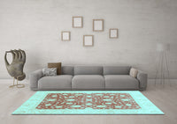 Machine Washable Abstract Light Blue Modern Rug, wshabs3791lblu