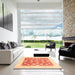 Square Abstract Bright Orange Modern Rug in a Living Room, abs3791