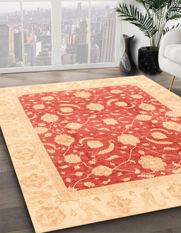 Abstract Bright Orange Modern Rug in Family Room, abs3791