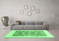 Machine Washable Abstract Emerald Green Modern Rug, wshabs3791emgrn