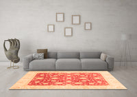 Machine Washable Abstract Orange Modern Rug, wshabs3791org