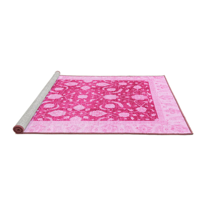 Sideview of Machine Washable Abstract Pink Modern Rug, wshabs3791pnk