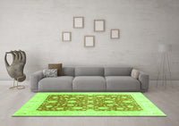 Machine Washable Abstract Green Modern Rug, wshabs3791grn