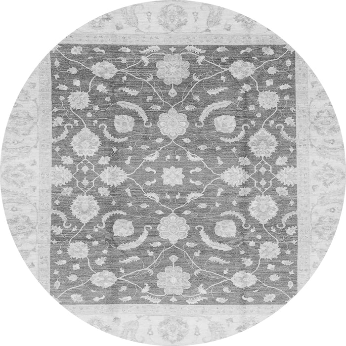 Round Machine Washable Abstract Gray Modern Rug, wshabs3791gry