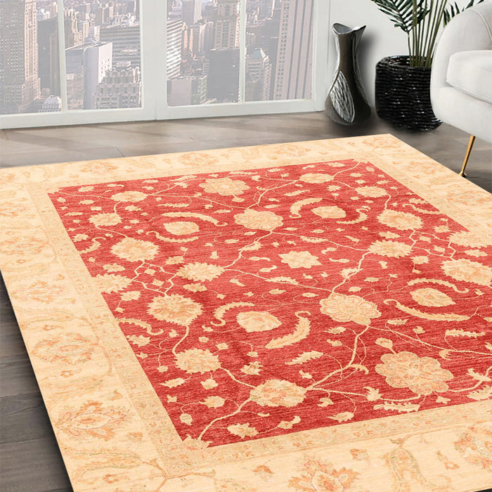 Machine Washable Abstract Bright Orange Rug in a Family Room, wshabs3791