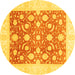 Round Abstract Yellow Modern Rug, abs3791yw