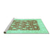 Sideview of Machine Washable Abstract Turquoise Modern Area Rugs, wshabs3791turq